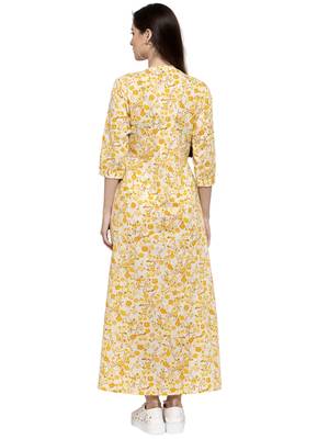 Yellow printed cotton kurtas-and-kurtis 2