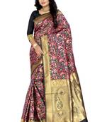 Pink woven banarasi saree with blouse