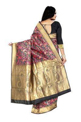 Pink woven banarasi saree with blouse 2