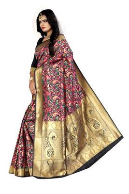 Pink woven banarasi saree with blouse 3