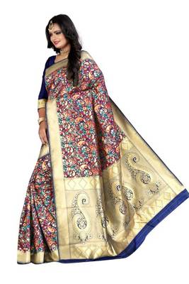 blue woven banarasi saree with blouse 2