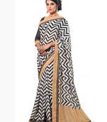 White printed silk saree with blouse