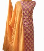 pink embroidered cotton unstitched salwar with dupatta