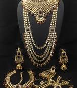 Latest Ethnic Indian Bollywood Celebrity Maroon White Kundan PearlBridal Jewelry Set