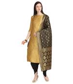 gold banarasi cotton unstitched salwar with dupatta