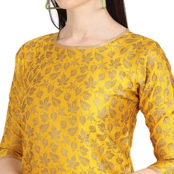 mustard banarasi cotton unstitched salwar with dupatta 4
