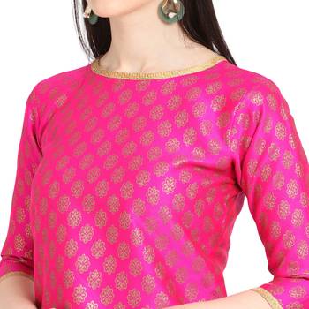 magenta banarasi cotton unstitched salwar with dupatta 4