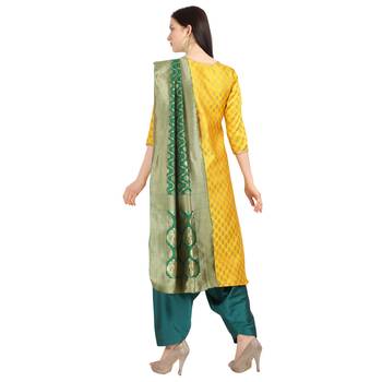 mustard banarasi cotton unstitched salwar with dupatta 3