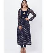 Navy Blue Sequence Anarkali with Churidaar
