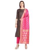 blue banarasi cotton unstitched salwar with dupatta