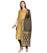 gold banarasi cotton unstitched salwar with dupatta