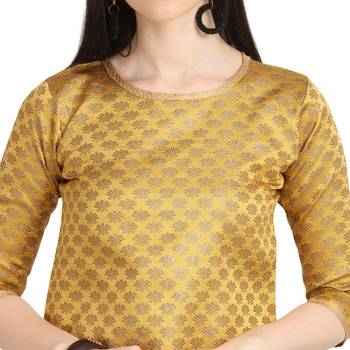 gold banarasi cotton unstitched salwar with dupatta 4