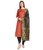 red banarasi cotton unstitched salwar with dupatta