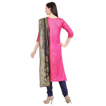 magenta banarasi cotton unstitched salwar with dupatta 3