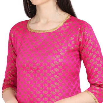 magenta banarasi cotton unstitched salwar with dupatta 4