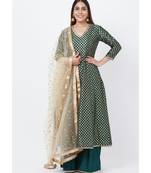 Emerald Green Brocade Anarkai with Kalidaar Palazzo and Sequenced Dupatta