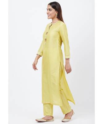 Lime yellow Gotta Straght Kurti with Straight Pants 3