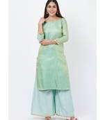 Mint Green Brocade Kurti with Kalidaar Palazzos
