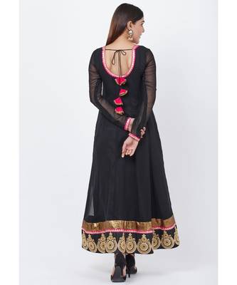 Black Georgette Embroidered Border Anarkali with churidaar 4