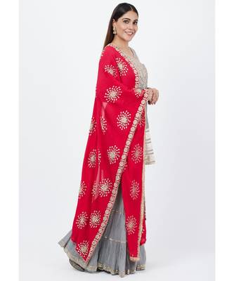 Dreamy Gray Gotta Patti Kurti with Sharara and Floral Gotta Patti Dupatta 4