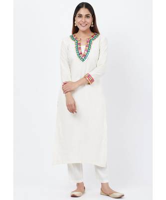 Off-White Freedom Multi Color Mirror Kurti with Straight Pants 1