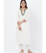 Off-White Freedom Multi Color Mirror Kurti with Straight Pants