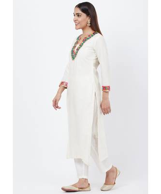 Off-White Freedom Multi Color Mirror Kurti with Straight Pants 2
