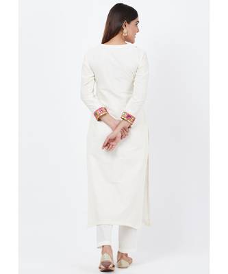 Off-White Freedom Multi Color Mirror Kurti with Straight Pants 4