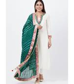 Off-White Freedom Multi Color Mirror Kurti with Straight Pants and Bandhej Dupatta