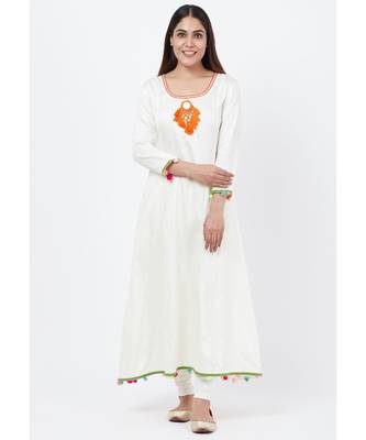 Off-White Freedom Anarkali with Pom Pom with churidaar 1