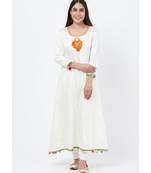 Off-White Freedom Anarkali with Pom Pom with churidaar