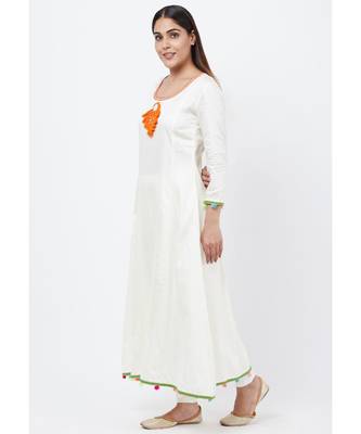 Off-White Freedom Anarkali with Pom Pom with churidaar 2