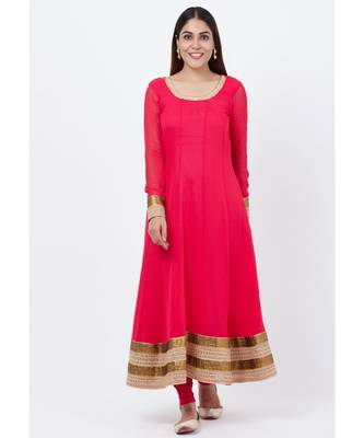 Fuscia Pink Anarkali with Churidaar 1
