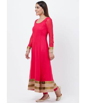 Fuscia Pink Anarkali with Churidaar 2