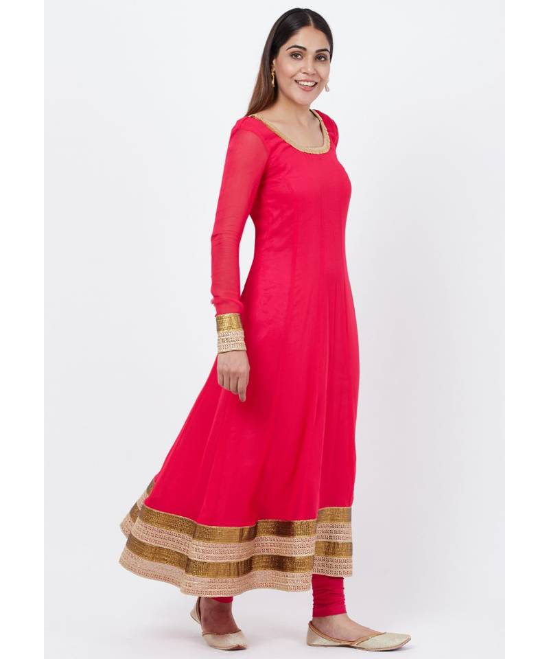 Fuscia Pink Anarkali with Churidaar
