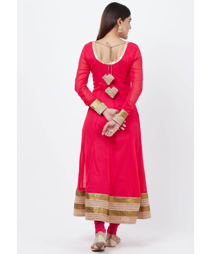 Fuscia Pink Anarkali with Churidaar