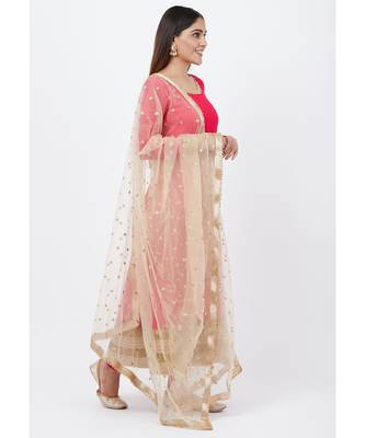 Fuscia Pink Anarkali With Churidar And Sequenced Dupatta 3
