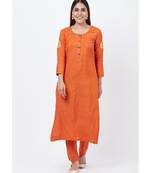 Rust Silk Gotta Embroidered Kurti with Straight Pants
