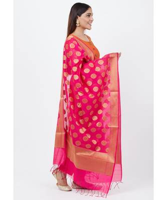 Rust Silk Gotta Embroidered Kurti with Straight Pants and Banarsi Dupatta 3