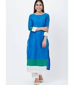 Blue Green Official Straight Kurti with Straight Pants