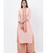 Peach Banarsi Yoke Kurti with Banarsi Palazzo