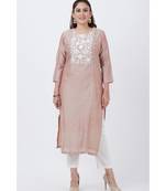 Cool Gray Embroidered Kurti with Straight Pants