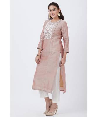Cool Gray Embroidered Kurti with Straight Pants 2