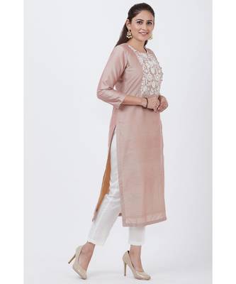 Cool Gray Embroidered Kurti with Straight Pants 3
