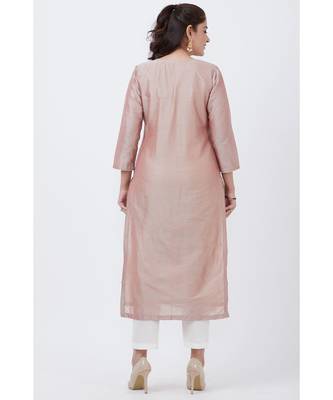 Cool Gray Embroidered Kurti with Straight Pants 4
