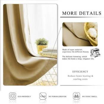 Indiancraft (5ft) Polyester Window Curtain (Pack Of 2) (Plain, Beige) 3
