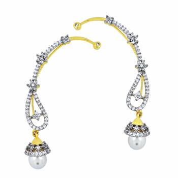 Silver cubic zirconia ear-cuffs 2