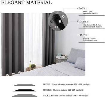 Indiancraft (5 ft) Polyester Long Door Curtain (Pack Of 2) (Plain, Grey) 4