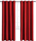 Indiancraft (5 ft) Polyester Window Curtain (Pack Of 2) (Plain, Red)