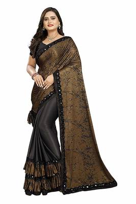 black printed cotton saree with blouse 1